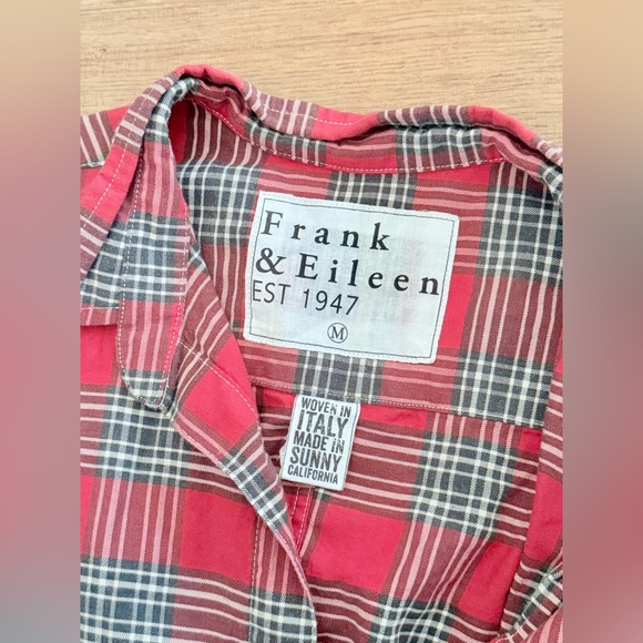 Frank & Eileen Plaid Barry Cotton Button-Up Shirt Red Womens-Medium - Picture 2 of 9